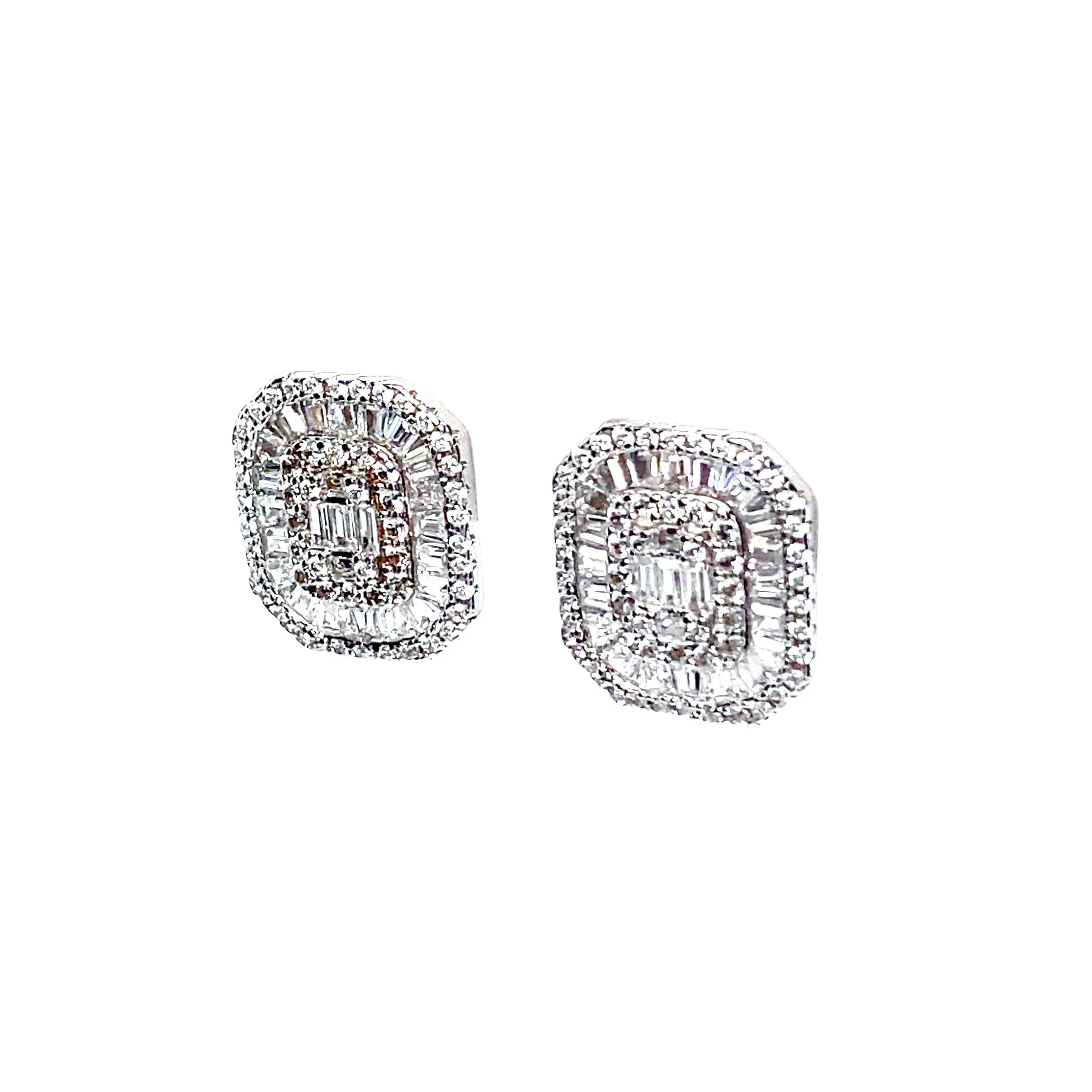 Rectangle Sparkling Baguette Studs