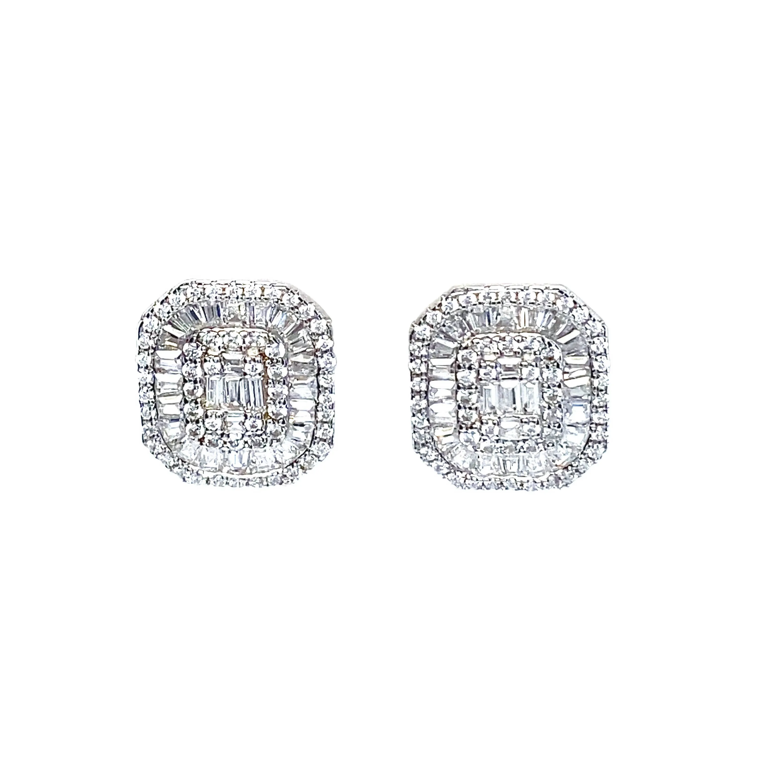 Rectangle Sparkling Baguette Studs