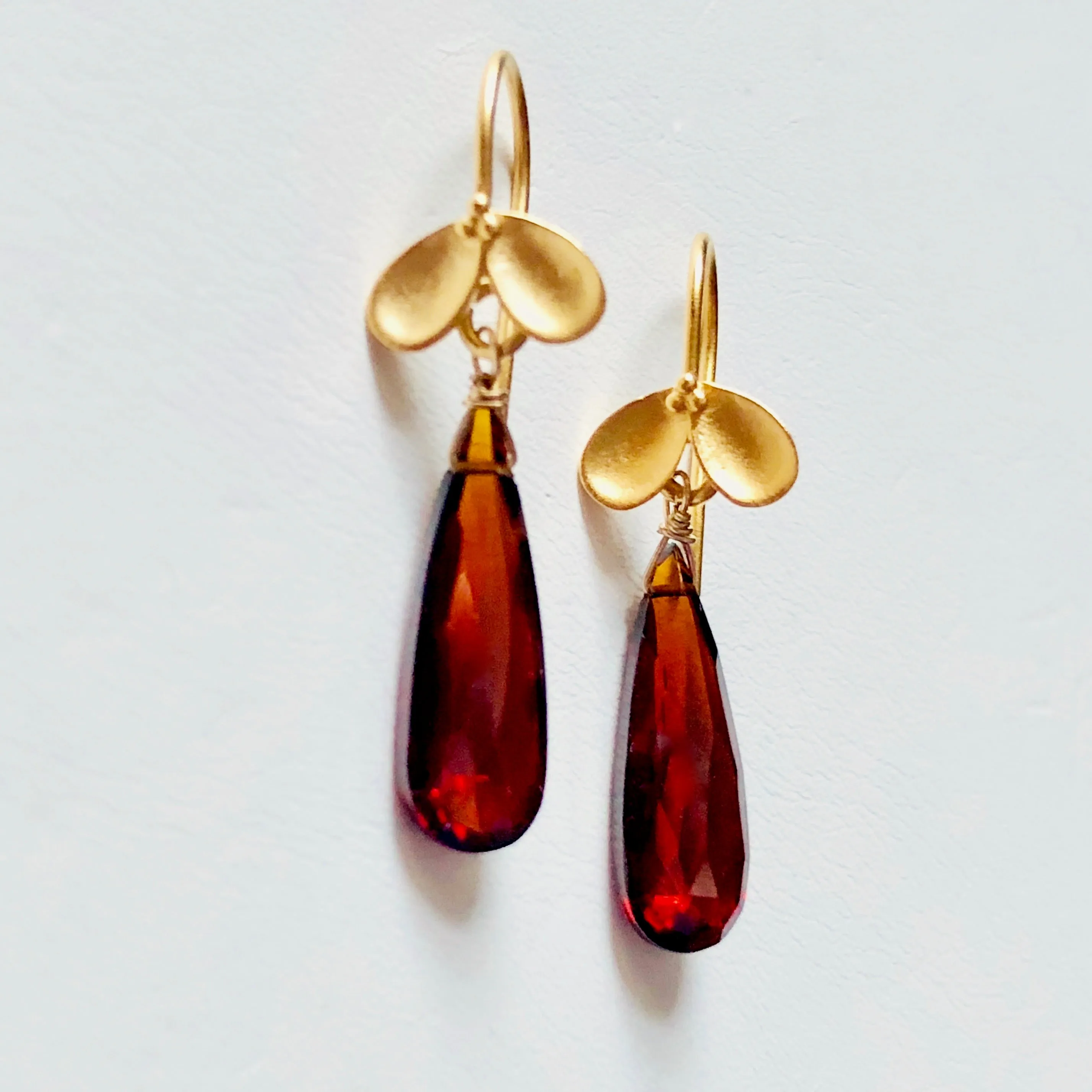 Red garnet hydro quartz earrings