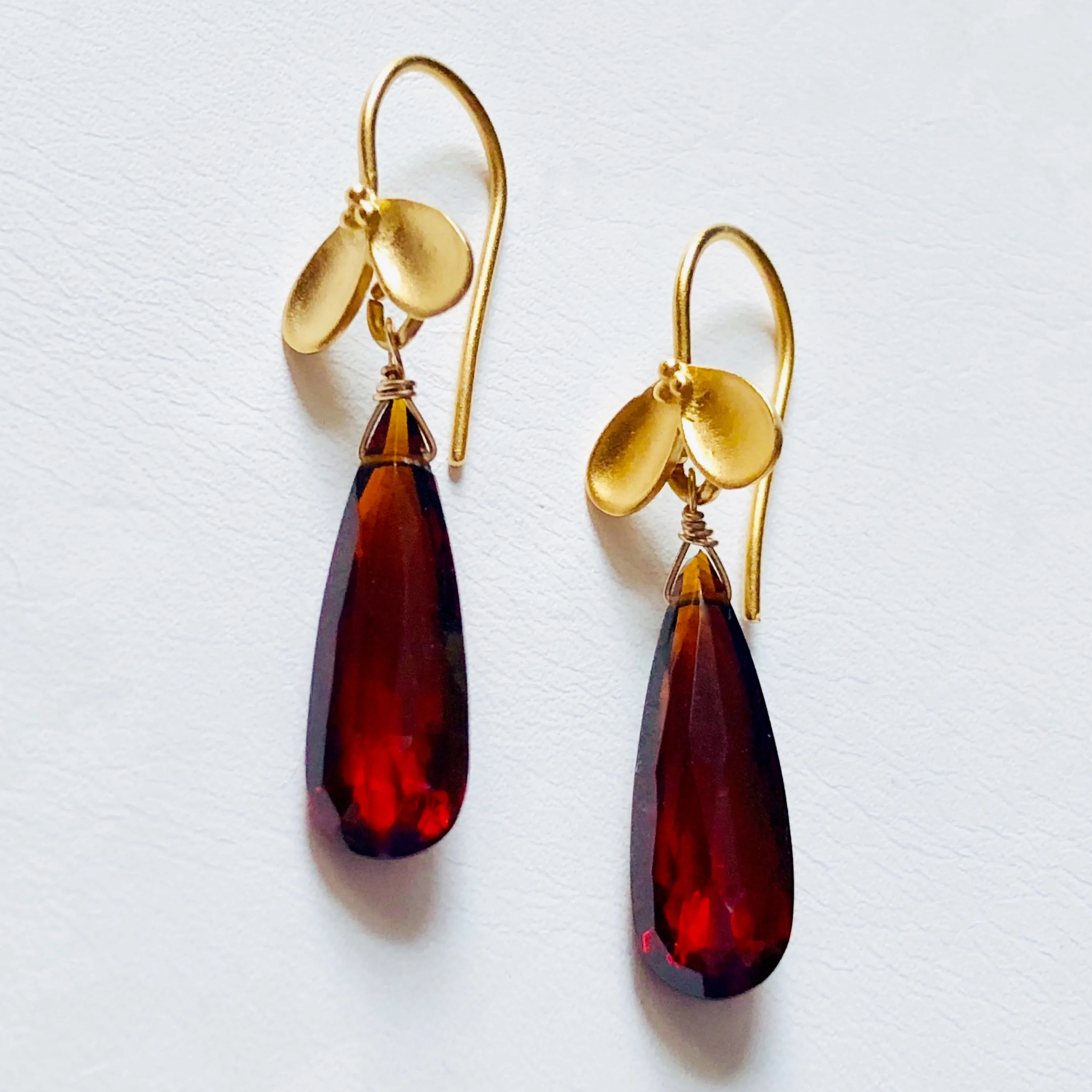 Red garnet hydro quartz earrings