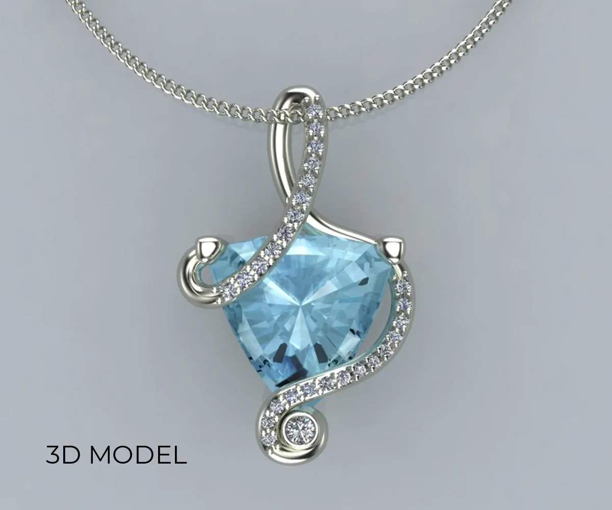 Ribbon Twist Aquamarine and Diamond Necklace