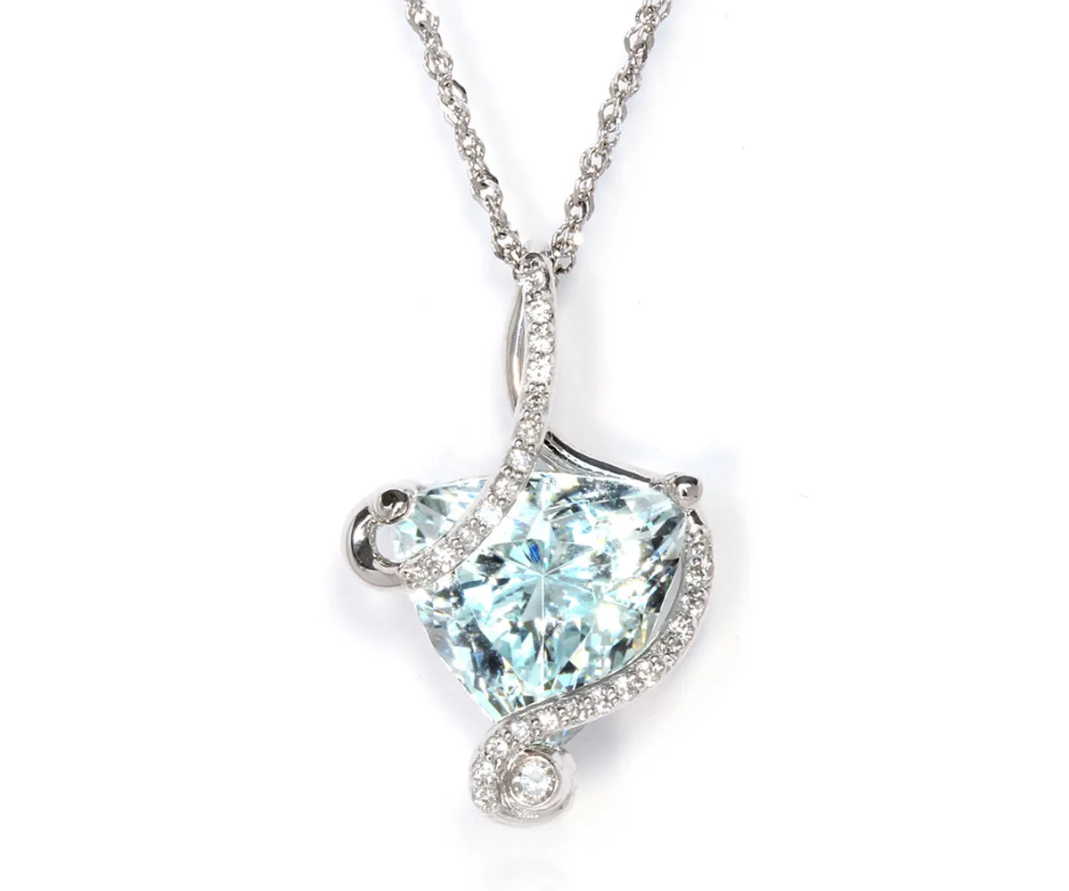 Ribbon Twist Aquamarine and Diamond Necklace