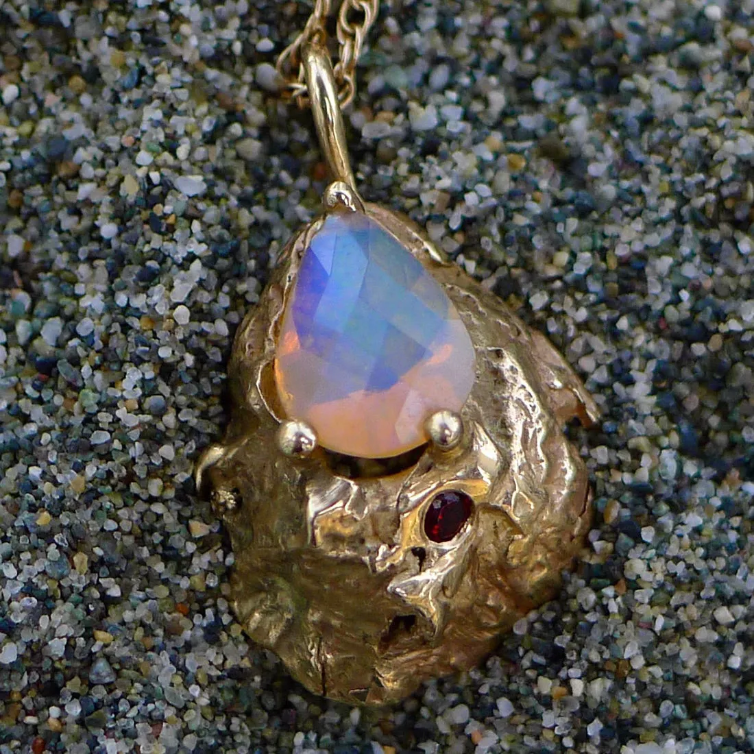 Ring-Of-Fire Ethiopian Opal & Garnet Necklace