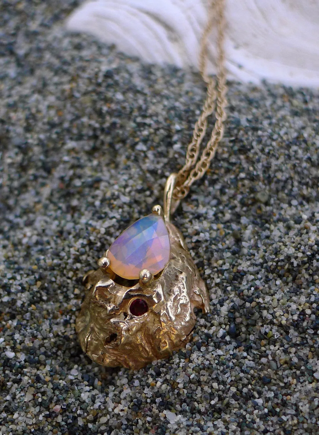 Ring-Of-Fire Ethiopian Opal & Garnet Necklace
