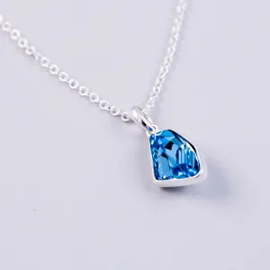 Silver & Aquamarine Crystal Asteroid Necklace