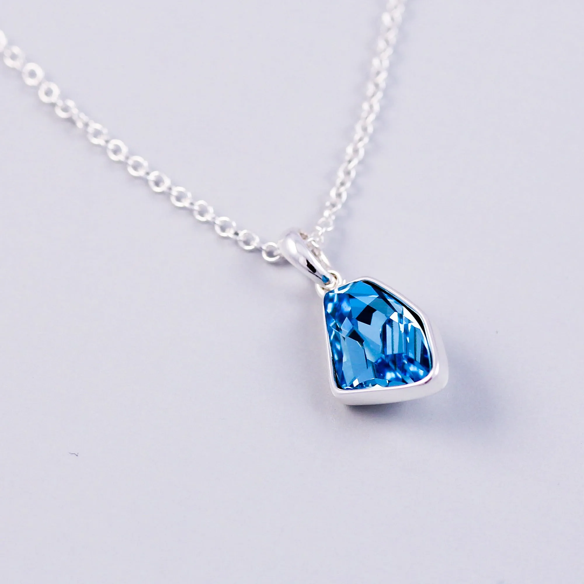 Silver & Aquamarine Crystal Asteroid Necklace