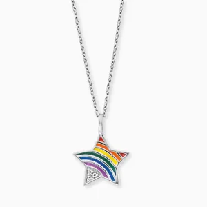 Silver Sparkling Rainbow Star Necklace