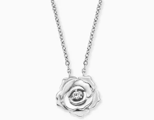 Silver Sparkling Rose Necklace