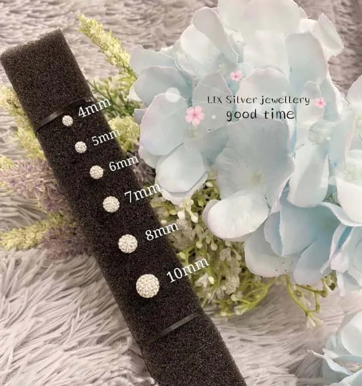 Silver Sparkling Stud Earrings ES549