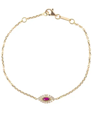 Small Ruby Evil Eye Bracelet