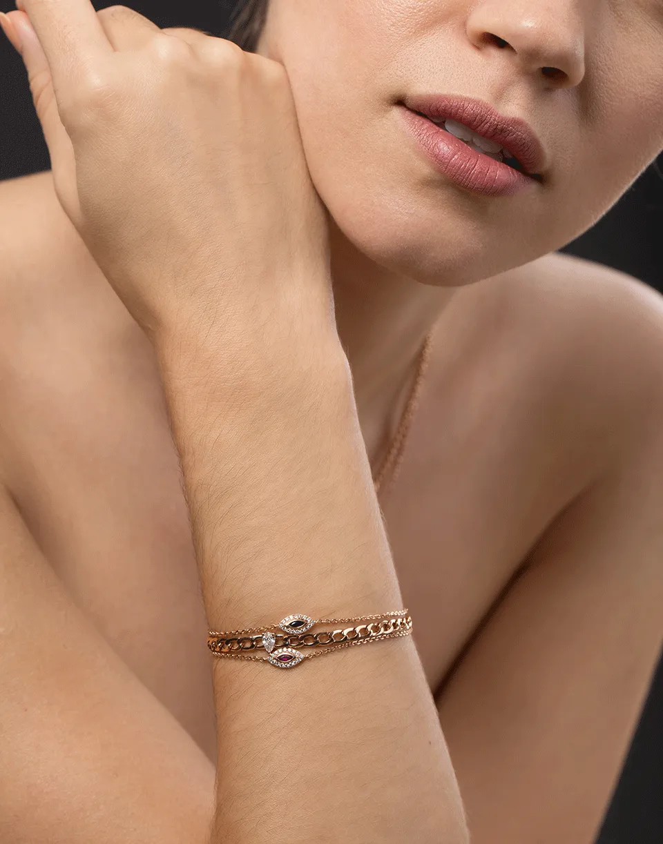 Small Ruby Evil Eye Bracelet