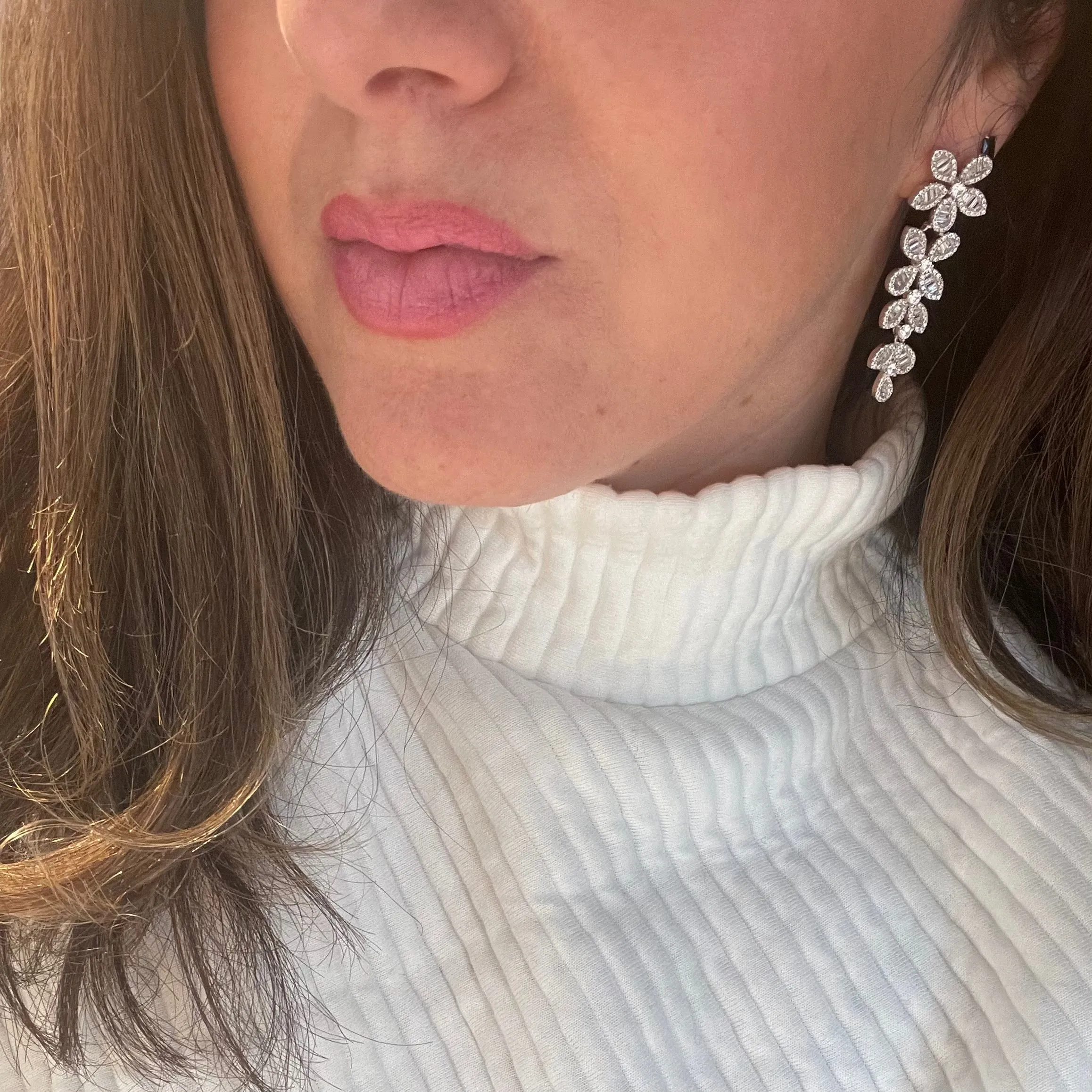 Sparkling Flower Statement Earrings