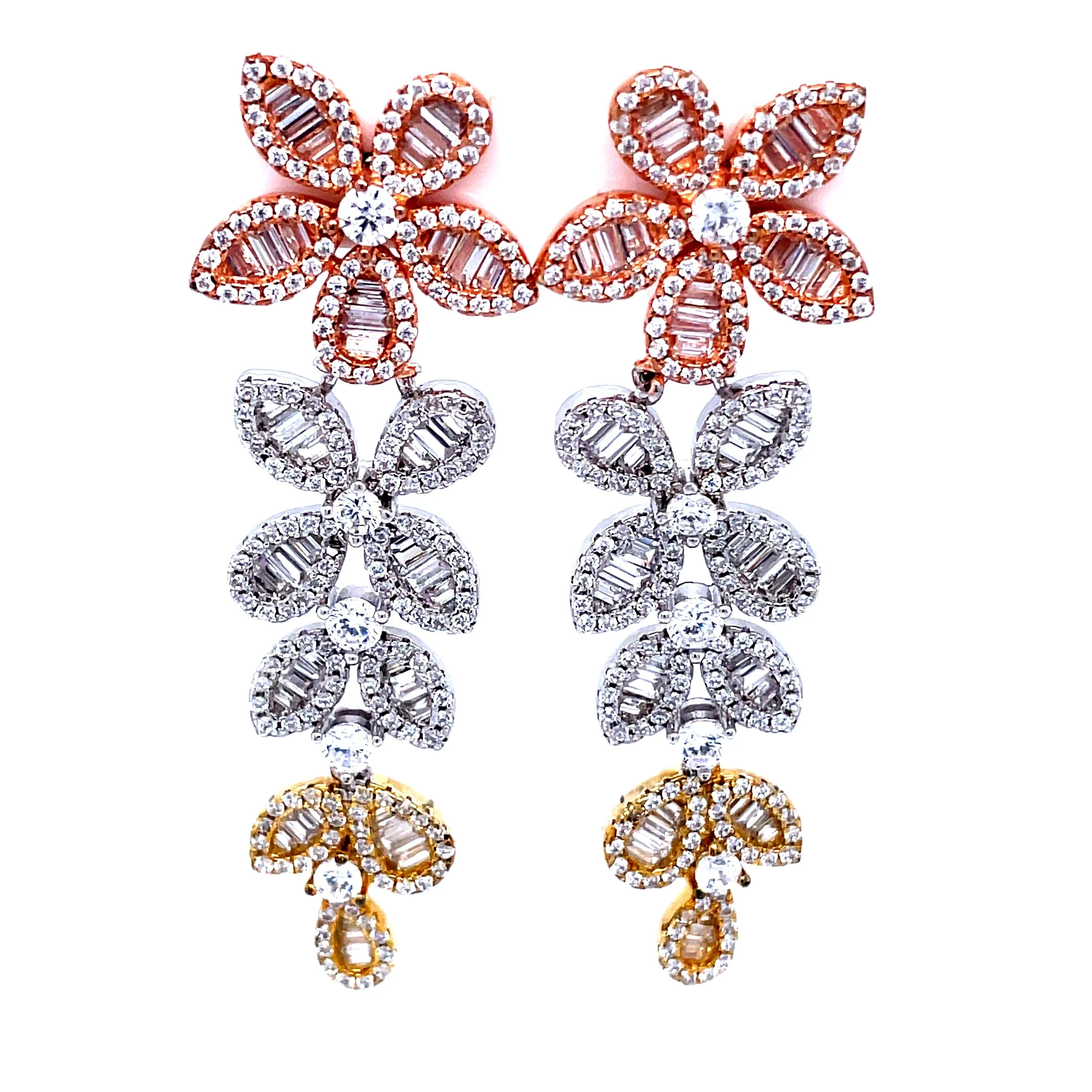 Sparkling Flower Statement Earrings