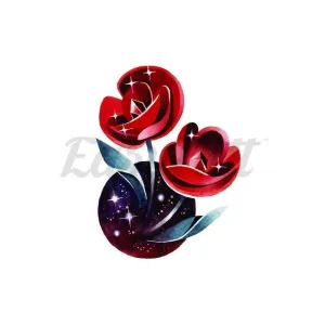 Sparkling Red Tulips - Temporary Tattoo
