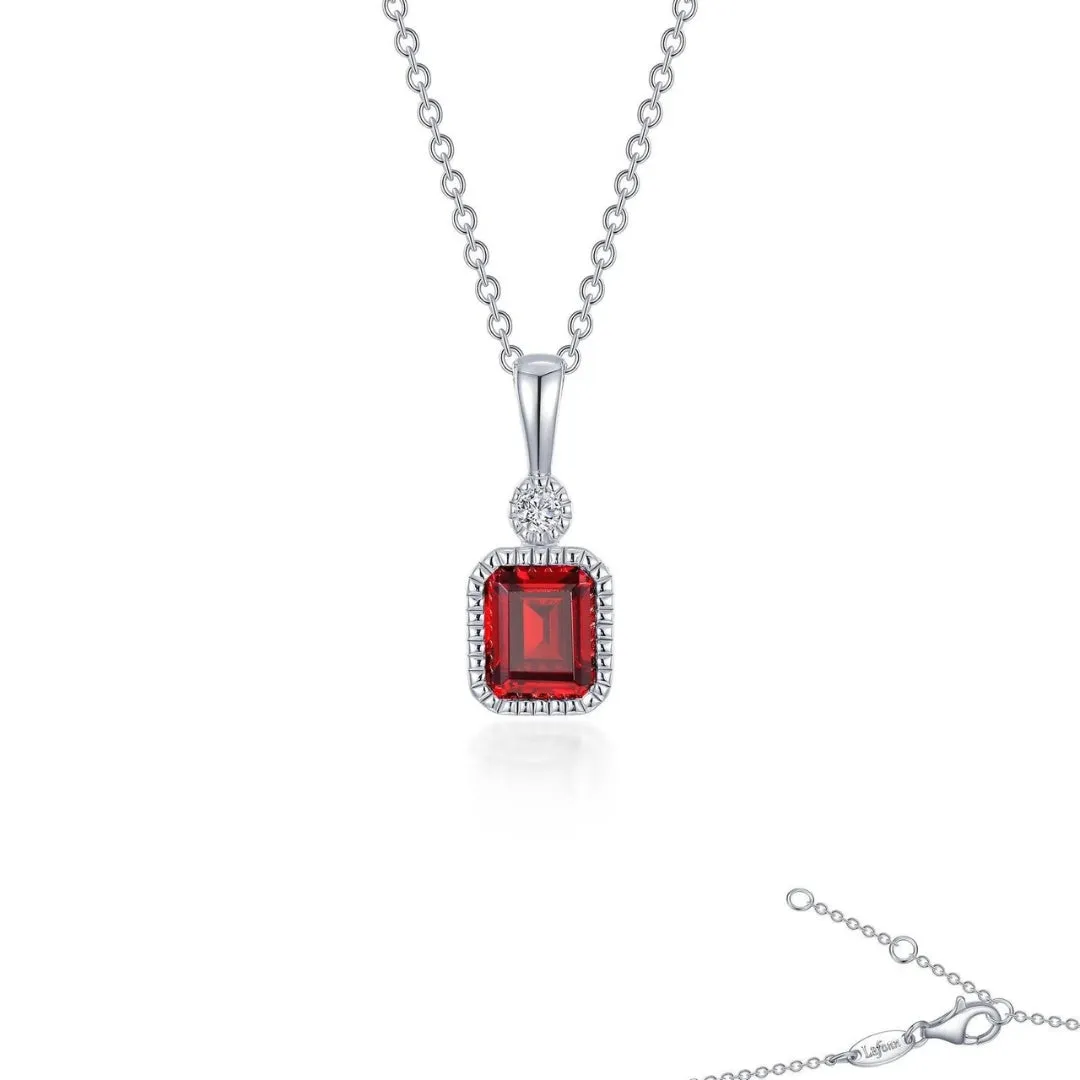 SS/PT 0.91cttw Simulated Diamond & Simulated Garnet Pendant Necklace