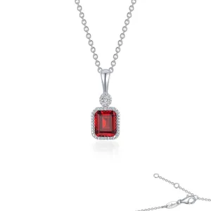SS/PT 0.91cttw Simulated Diamond & Simulated Garnet Pendant Necklace