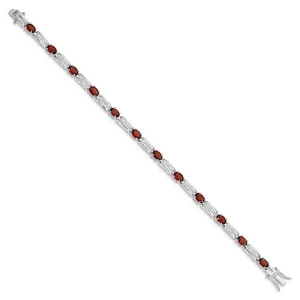 Sterling Silver Rhodium-plated Garnet Bracelet QX180GA
