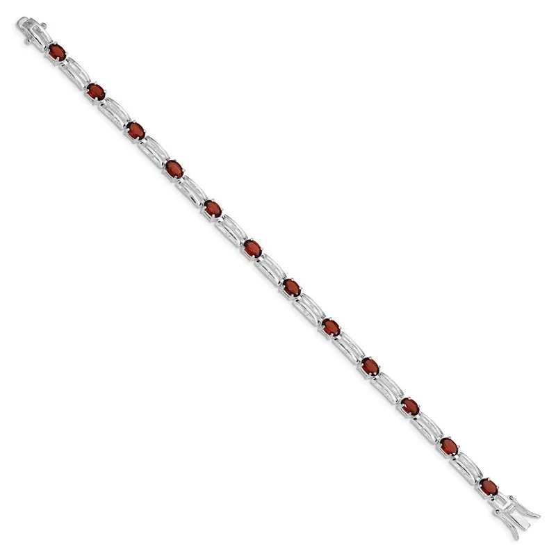 Sterling Silver Rhodium-plated Garnet Bracelet QX180GA