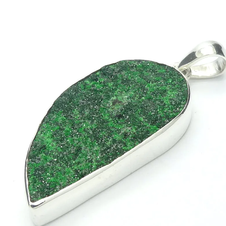 Uvarovite Garnet Drusy Pendant, Vivid Green, 925 Silver, s2