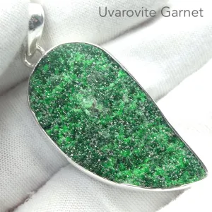 Uvarovite Garnet Drusy Pendant, Vivid Green, 925 Silver, s2